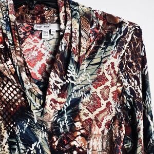 Vtg Lana Lee Tunic Top‎ Womens Med Cowl Neck Animal Print LS Colorful Canada